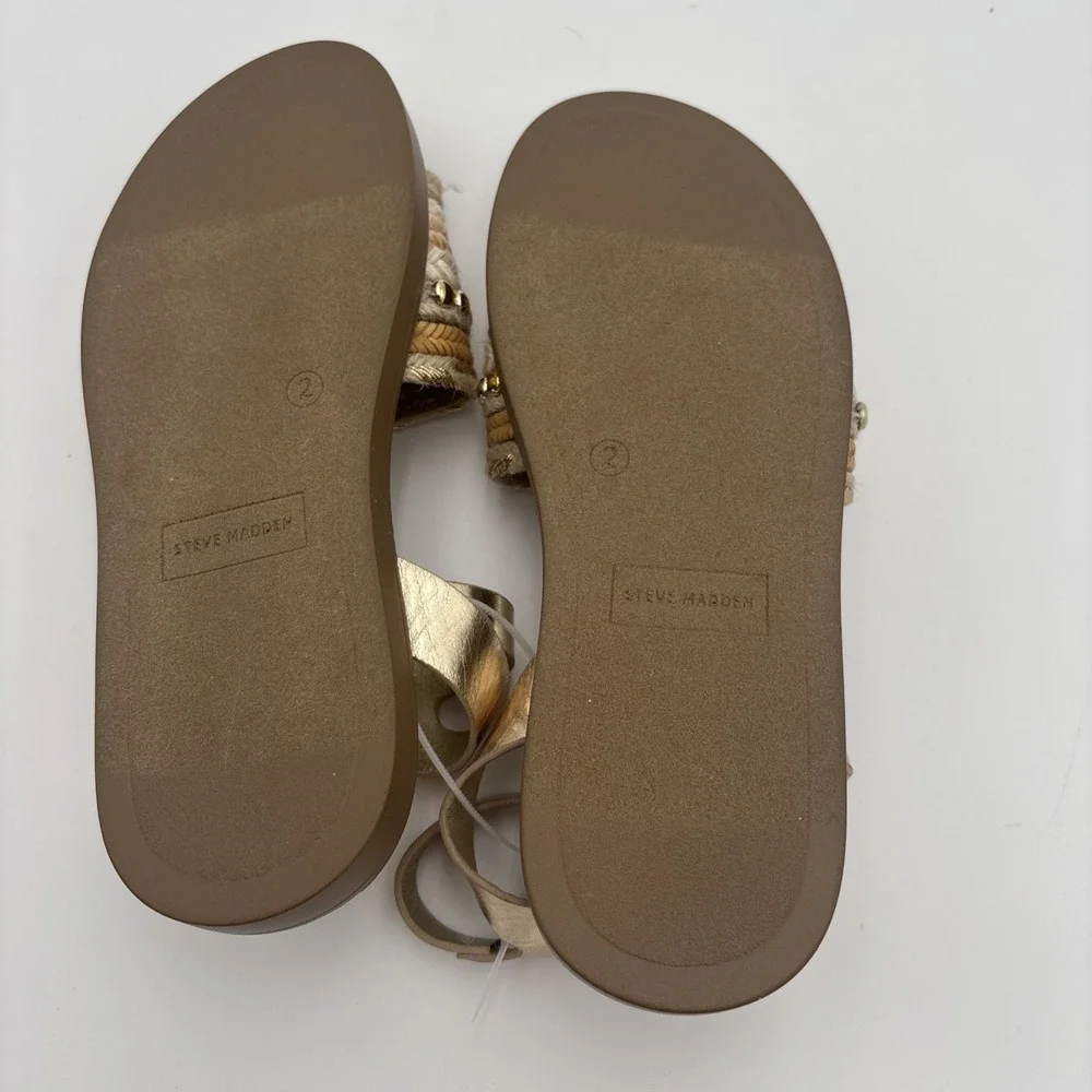 STEVE MADDEN KIDS'THEA GET SANDALS SIZE 2 NWOT TAN
